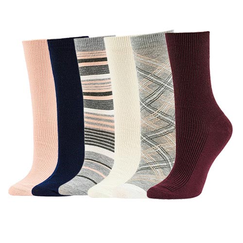 6 Pairs Women's Crew Socks