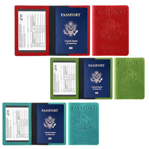 Passport Holder With CDC Vaccination Card Protector 2 Pack