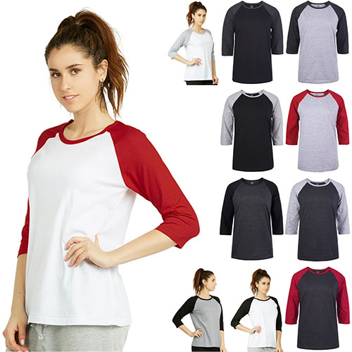 Baseball Tee for Women's - 100% Cotton
