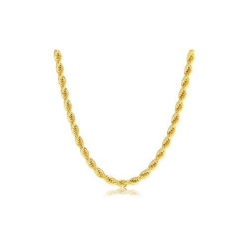 4MM Diamond-cut Rope Chain Necklace in 10K Solid Gold