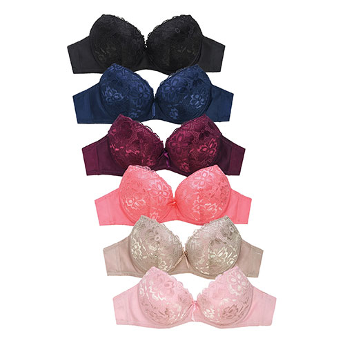 Mamia Ladies Lace Push-Up Bra Pack Of 6